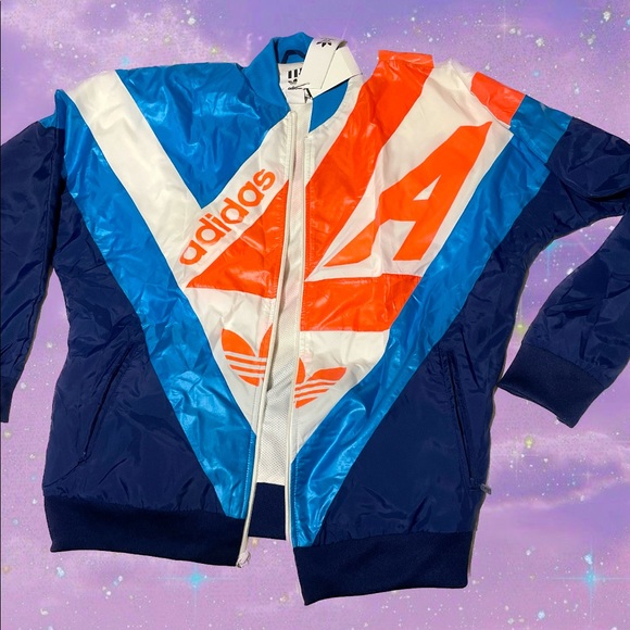 NWT adidas windbreaker 🧡💙 - Picture 1 of 4